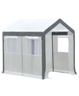 Outsunny 8' x 6' x 7.4' Walk-In Greenhouse Tunnel Plant Garden Steel Frame