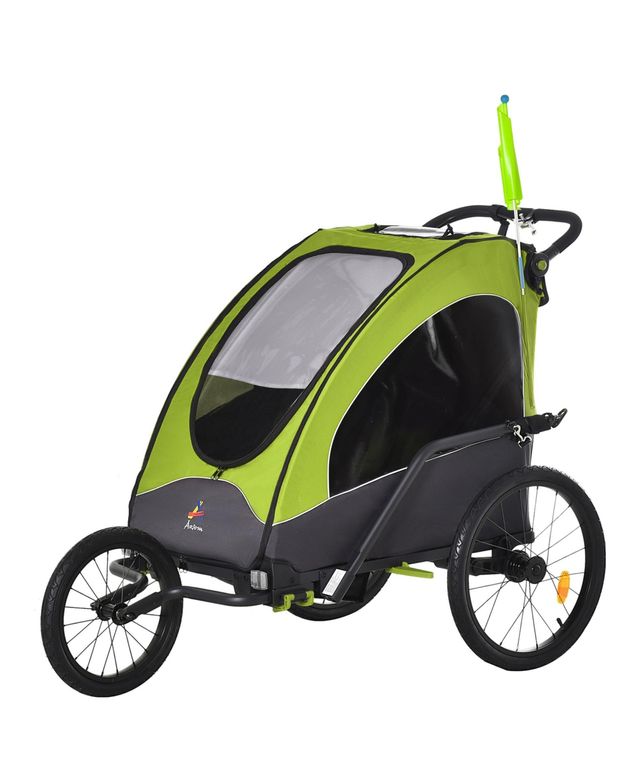 Aosom Child Bike Trailer 3 In1 Foldable Jogger 2-Seat Baby Stroller