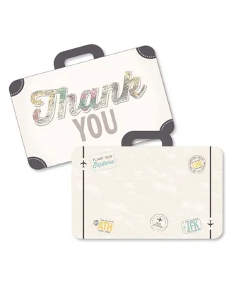 World Awaits - Travel Themed Shaped Thank You Cards with Envelopes - 12 Ct