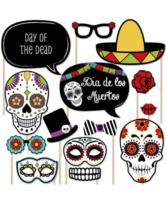 Big Dot of Happiness Day of the Dead - Sugar Skull Photo Booth Props Kit - 20 Count