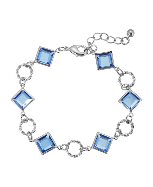 2028 Silver-Tone Light Blue Crystal Bracelet