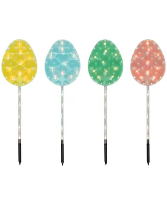 Pastel Easter Egg Pathway Marker Lawn Stakes Clear Lights Set, 4 Piece
