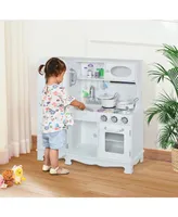 Qaba Children's Kitchen Playstation with Storage Cabinets and Ovens, White