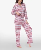 Beautyrest Women's Printed Long Sleeve Notch-Collar Pajama Set, 2 Piece