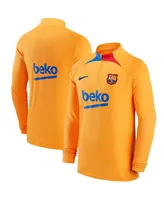Men's Nike Orange Barcelona Strike Drill Raglan Quarter-Zip Long Sleeve Top