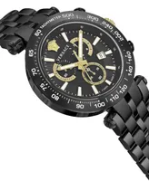 Versace Men's Swiss Chronograph Bold Black Ion Plated Bracelet Watch 46mm