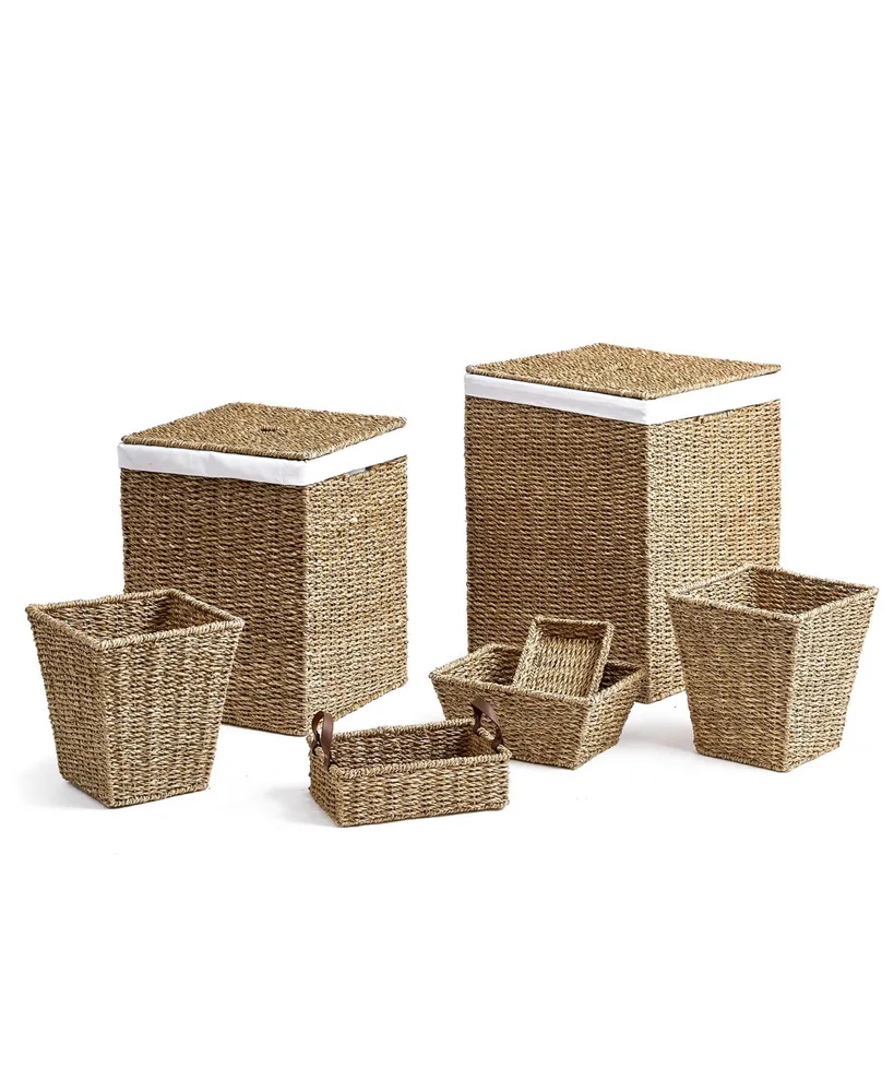 Baum Faux Wicker Woodstrip Edge 3 Piece Plastic Basket Set