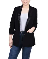 Ny Collection Petite Satin Lapel Scuba Crepe Jacket