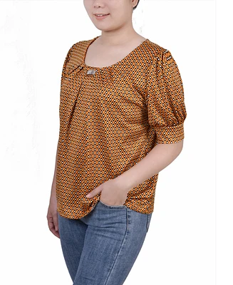 Petite Printed Balloon Sleeve Top