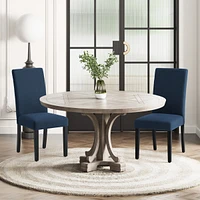 WestinTrends Upholstered Linen Fabric Dining Chair Set of 2