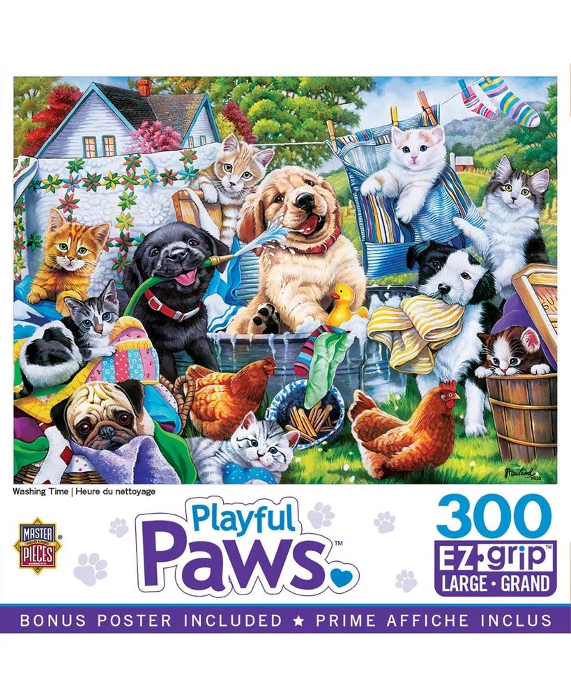 Masterpieces Playful Paws Washing Time 300 Piece Ez Grip Jigsaw Puzzle