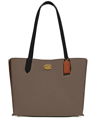 Coach Colorblock Leather with Coated Canvas Signature Interior Willow Tote