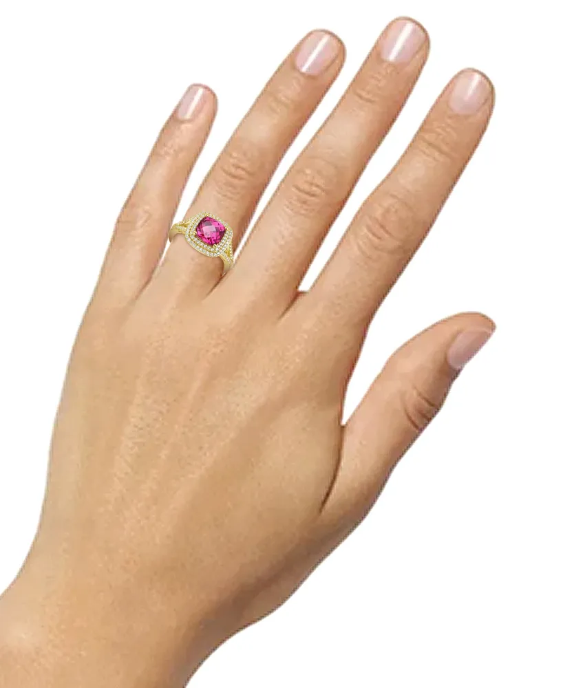Lab-Grown Ruby (2-1/2 ct. t.w.) and White Sapphire (1/2 Ring 14k Gold-Plated Sterling Silver