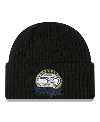 Big Boys New Era Black Seattle Seahawks 2022 Salute To Service Knit Hat