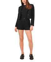 1.state Women's Long Sleeve Cropped Tweed Blazer Jacket