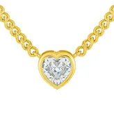 And Now This Cubic Zirconia (7.5 ct.t.w.) Heart and Curb Chain Necklace in Fine Silver Plated