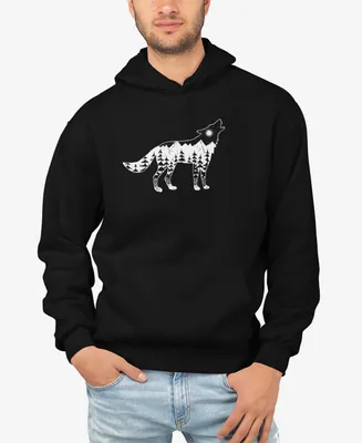 La Pop Art Men's Howling Wolf Word Hooded Sweatshirt