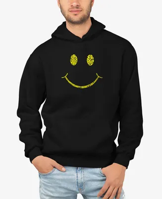 La Pop Art Men's Be Happy Smiley Face Word Hooded Sweatshirt