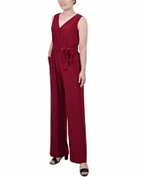 Ny Collection Petite Sleeveless Belted Jumpsuit