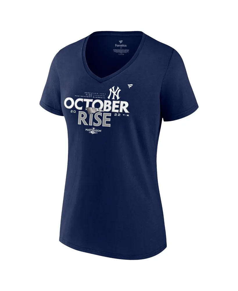 Women's Fanatics Navy New York Yankees 2022 Postseason Locker Room V-Neck Plus T-shirt