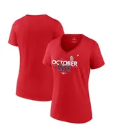 Women's Fanatics Red St. Louis Cardinals 2022 Postseason Locker Room V-Neck T-shirt