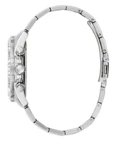 Guess Women's Silver-Tone Glitz Stainless Steel Multi-Function Bracelet Watch 40mm - Silver