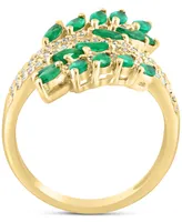 Effy Emerald (1-1/2 ct. t.w.) & Diamond (1/3 ct. t.w.) Vine Ring in 14k Gold