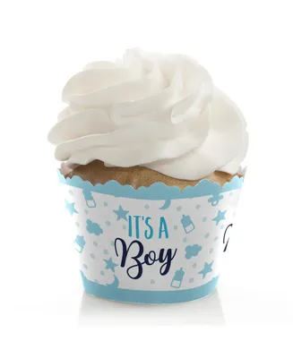 It's a Boy - Blue Baby Shower Decorations - Party Cupcake Wrappers - Set of 12