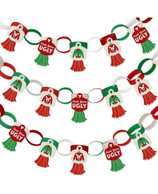 Big Dot of Happiness Ugly Sweater - 90 Links & 30 Tassels Christmas Paper Chains Garland 21 ft