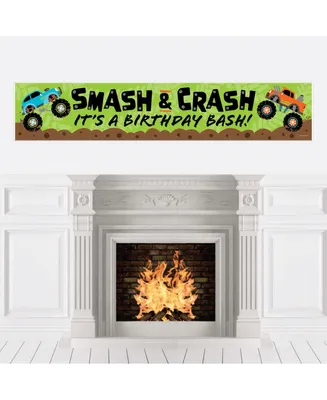 Smash and Crash - Monster Truck - Happy Birthday Boy Decorations Party Banner