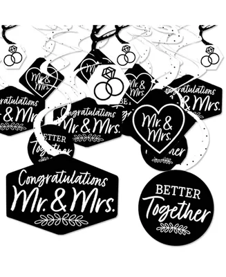 Mr. and Mrs. - Black and White Bridal Shower Hanging Party Decor Swirls - 40 Ct