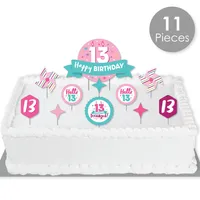 Girl 13th Birthday - Teen Birthday Cake Decorating Kit - Cake Topper Set - 11 Pc