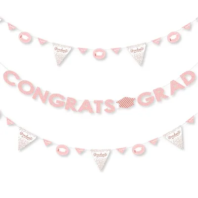 Rose Gold Grad - Graduation Party Letter Banner Decoration - Congrats Grad