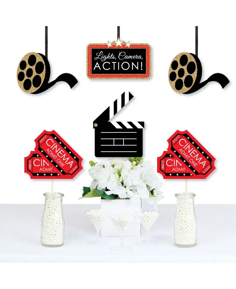 Big Dot of Happiness - Red Carpet Hollywood - Movie Night Party Centerpiece and Table Decoration Kit