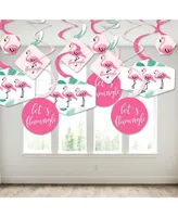 Pink Flamingo - Party Hanging Decor - Party Decoration Swirls - Set of 40