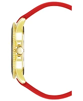 Steve Madden Women's Red Silicone Band Watch, 44mm - Gold