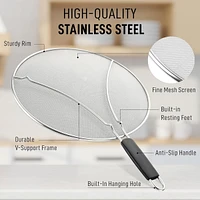 Large Splatter Screen for Frying Pan (13") - Stainless Steel Grease Guard