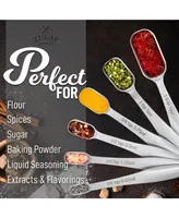 Zulay Kitchen Stainless Steel Measuring Spoons Set - Rectangular Metal Measuring Spoons with Slim Design for Narrow Spice Jars