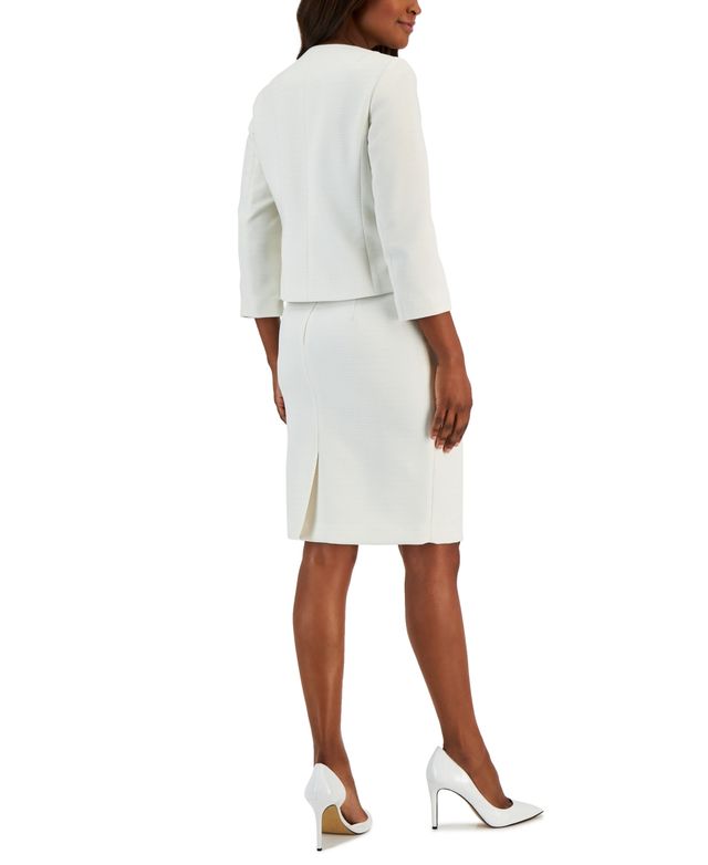Le Suit Women's Tweed Button-Up Pencil Skirt Suit. Regular and Petite Sizes