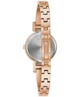 Bulova x Marc Anthony Women's Modern Diamond Accent Rose Gold-Tone Stainless Steel Bangle Bracelet Watch 26mm