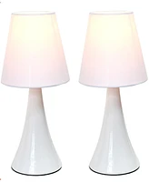 Simple Designs Valencia Colors 2 Pack Mini Touch Table Lamp Set with Fabric Shades