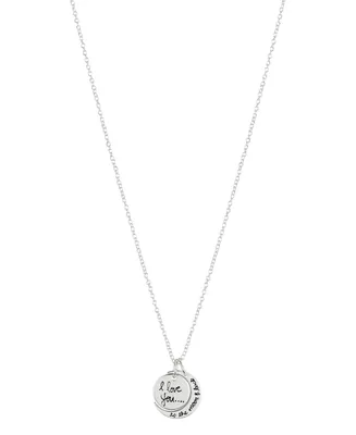 Unwritten Silver Plated Brass "I Love You to The Moon and Back" Pendant Necklace with Extender