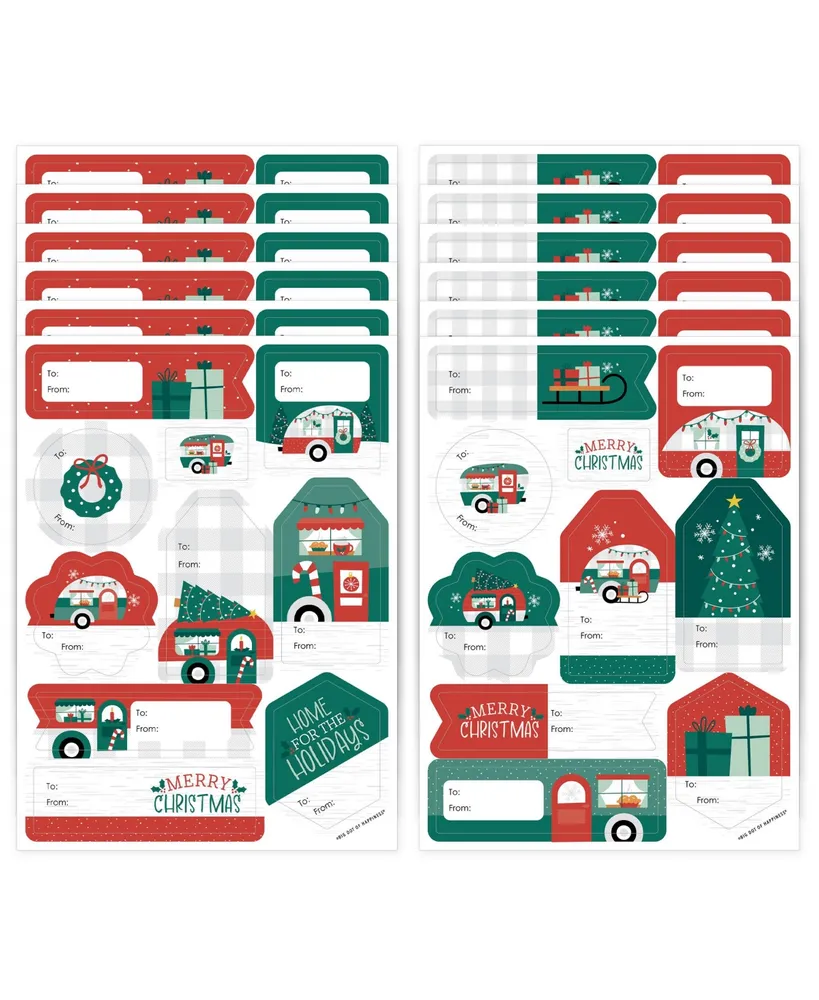 Big Dot Of Happiness Camper Christmas Holiday Party Gift Tag Labels To and  From Stickers 120 Ct - Assorted Pre