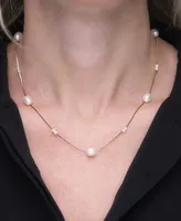 Cultured Freshwater Pearl (3 x 3-1/2mm, 6 x 8mm) Collar Necklace in 14k Gold-Plated Sterling Silver, 17" + 1" extender