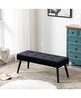 WestinTrends Velvet Tufted Bedroom Bench for Living Room & Entryway