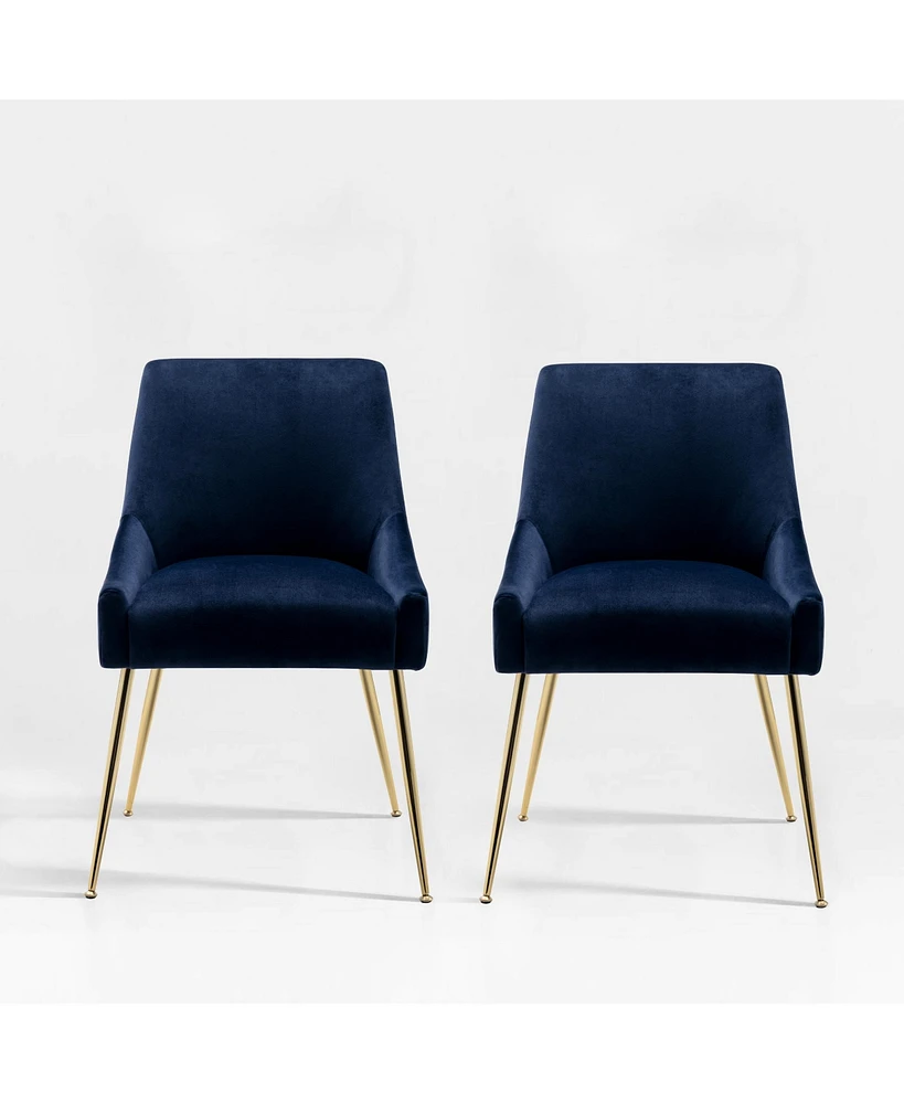 Upholstered Performance Velvet Accent Chair With Metal Leg (Set of 2)