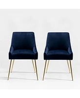 Upholstered Performance Velvet Accent Chair With Metal Leg (Set of 2)