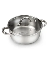 Cook N Home Sauce Pot Stainless Steel Stockpot with Glass Lid, Basic Saucier Casserole Pan Set, 6-Piece