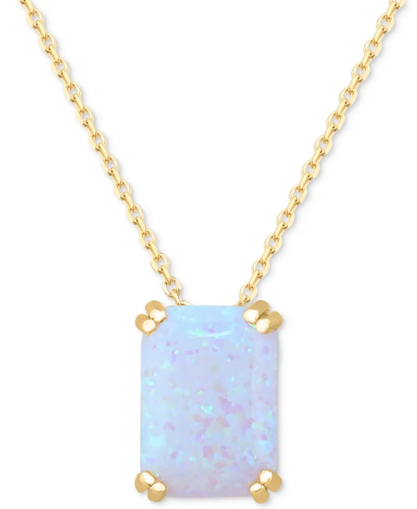 Lab-Grown Opal Solitaire 18" Pendant Necklace (4-1/2 ct. t.w.) in 14k Gold-Plated Sterling Silver