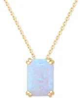 Lab-Grown Opal Solitaire 18" Pendant Necklace (4-1/2 ct. t.w.) in 14k Gold-Plated Sterling Silver